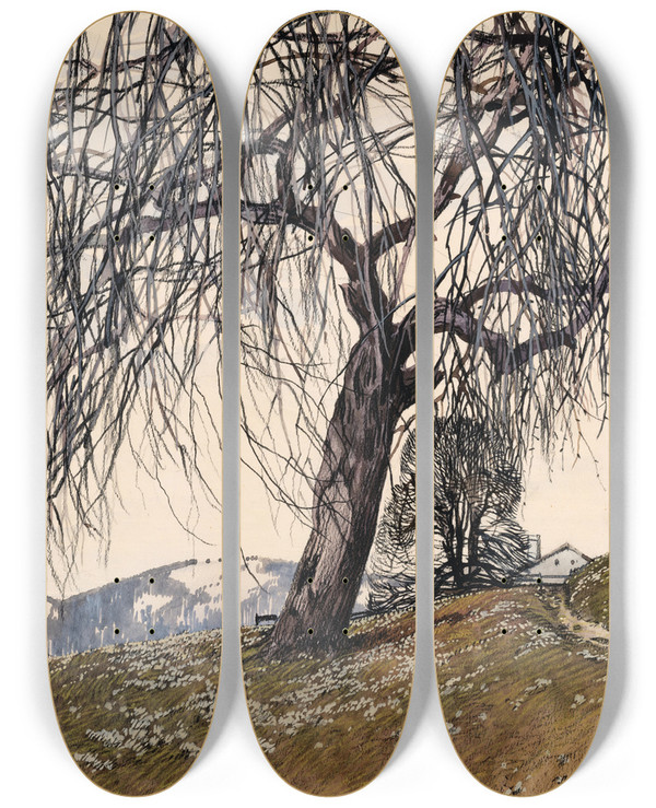 Triptych art skateboard deck of Josef Stoitzner Vorfrhling by Josef Stoitzner (1884-1951)