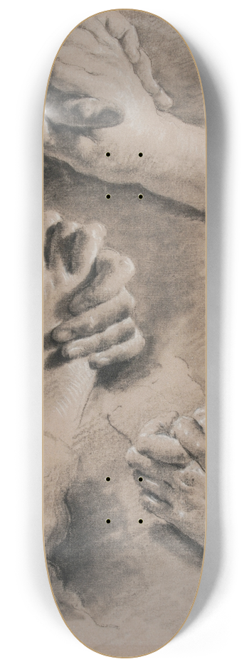 Jacopo Guarana - Four Studies of Clasped Hands 8.25 inch art skate deck