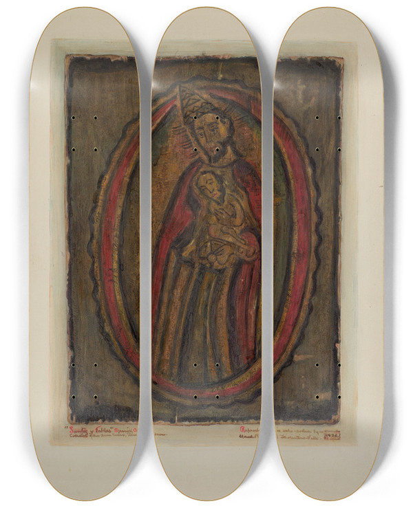 Triptych art skateboard deck of Maude Valle Santo_7 by Maude Valle