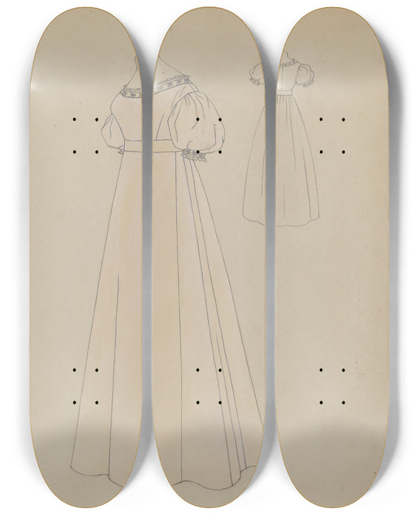 Triptych art skateboard deck of Rosalia Lane Shift_1 by Rosalia Lane