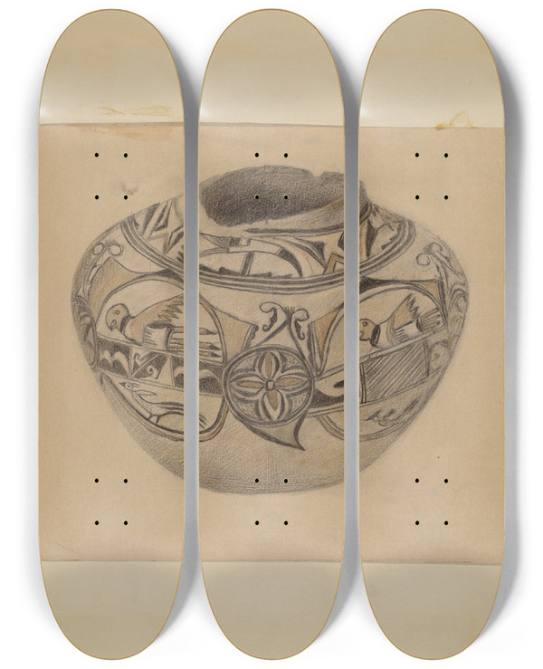 Triptych art skateboard deck of American 20Th Century Bowl_2 by American 20Th Century