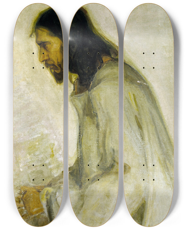 Triptych art skateboard deck of Henry Ossawa Tanner The Savior by Henry Ossawa Tanner (1859-1937)