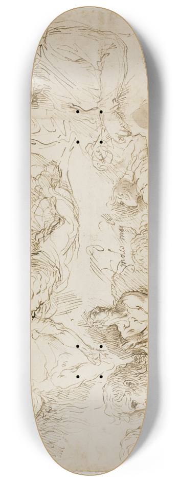 Jacopo Palma il Giovane - Studieblad med figurer 8.25 inch art skate deck