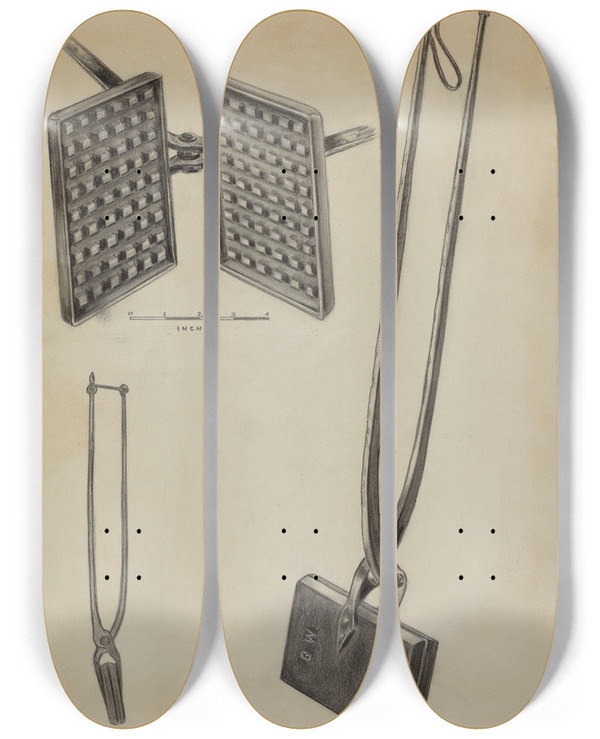 Triptych art skateboard deck of Holger Hansen Waffle Iron by Holger Hansen