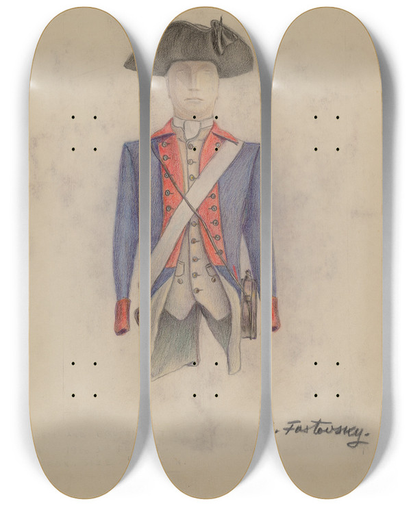 Triptych art skateboard deck of Aaron Fastovsky Uniform by Aaron Fastovsky
