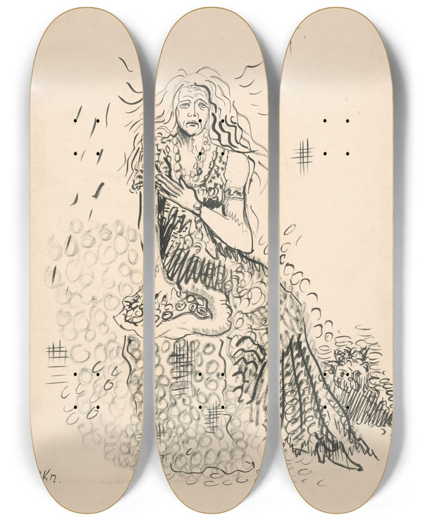 Triptych art skateboard deck of Arnold Peter Weiszkubnan Vila by Arnold Peter Weisz-Kubnan (1898-1944)
