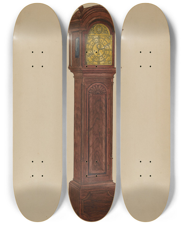 Triptych art skateboard deck of John Dieterich Clock Case_1 by John Dieterich