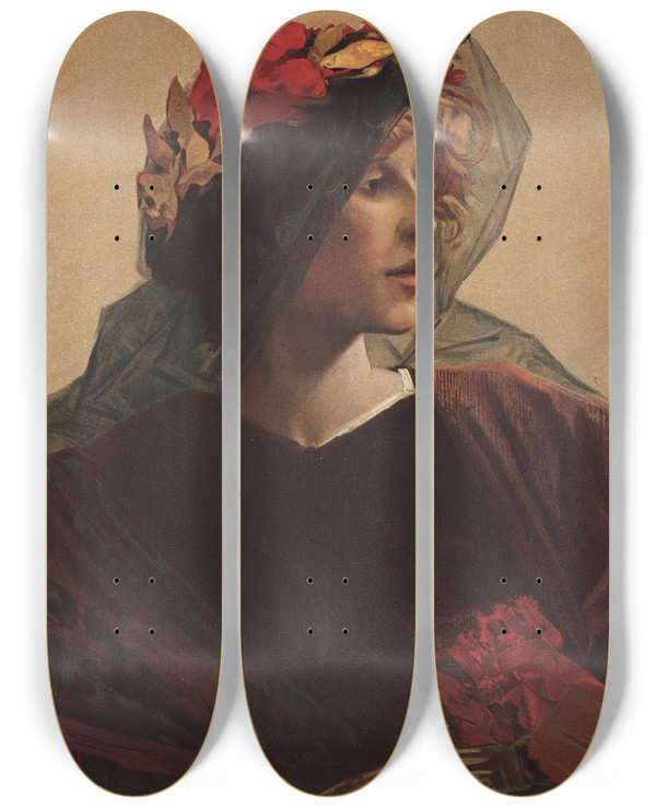 Triptych art skateboard deck of Alfredpierre Agache Impria by Alfred Pierre Agache (1843-1915)