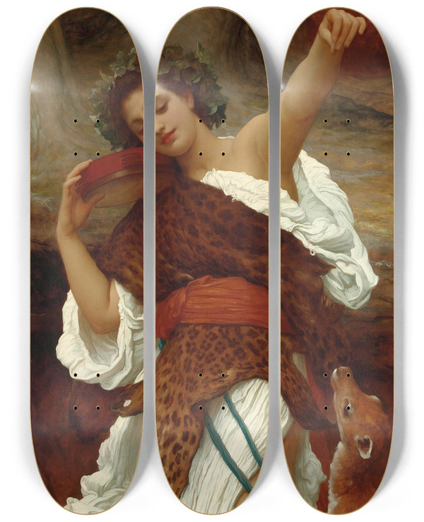 Triptych art skateboard deck of Frederic Leighton Bacchante by Frederic Leighton (1830-1896)