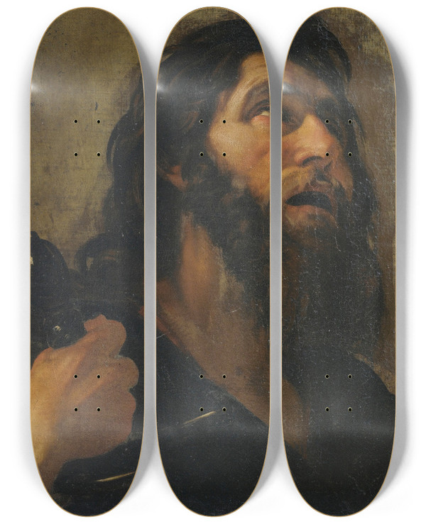 Triptych art skateboard deck of Simon Vouet Saint Paul by Simon Vouet (1590-1649)
