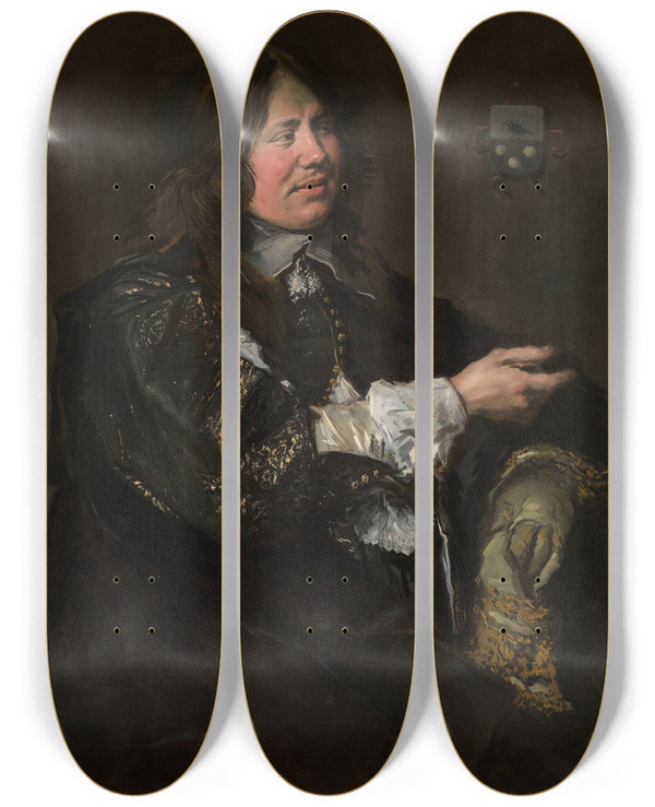 Triptych art skateboard deck of Frans Hals Stephanus Geraerdts Alderman In Haarlem by Frans Hals (1581-1666)