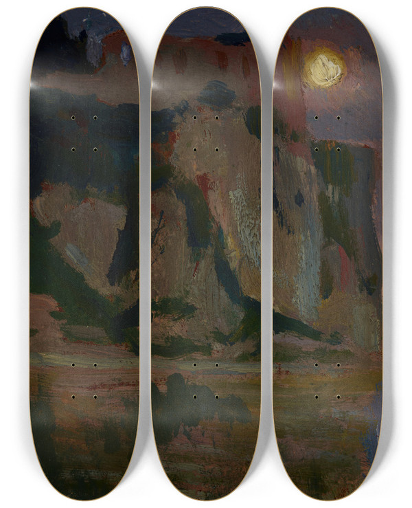 Triptych art skateboard deck of Jan Stanislawski Moon by Jan Stanislawski (1860-1907)