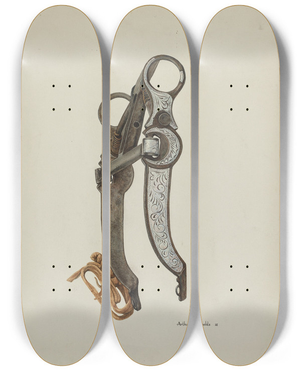 Triptych art skateboard deck of Arthur P Reynolds Bit_4 by Arthur P Reynolds