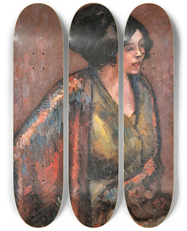 Triptych art skateboard deck of Isidre Nonell Flores by Isidre Nonell (1872-1911)