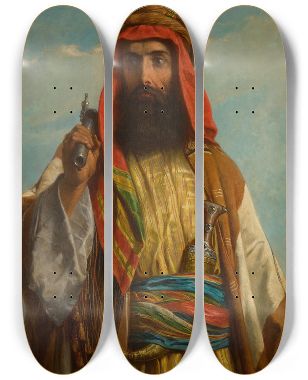Triptych art skateboard deck of John Adam Houston The Sheikh by John Adam Houston (1812-1884)