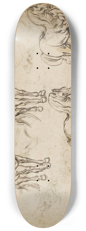 Jacques Callot - Studies of Horses (recto) 8.25 inch art skate deck