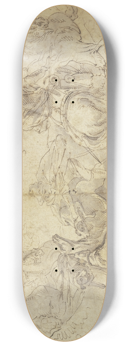 Jacques Courtois - Stag hunt on horseback 8.25 inch art skate deck