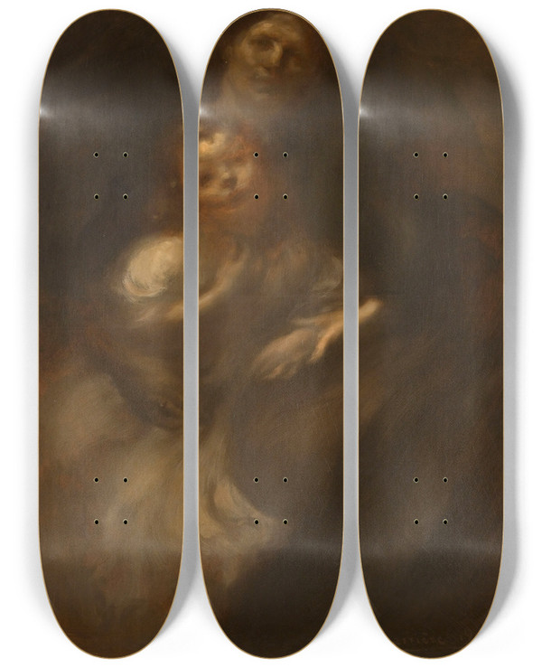 Triptych art skateboard deck of Eugne Carriere Maternit_1 by Eugene Carriere (1849-1906)