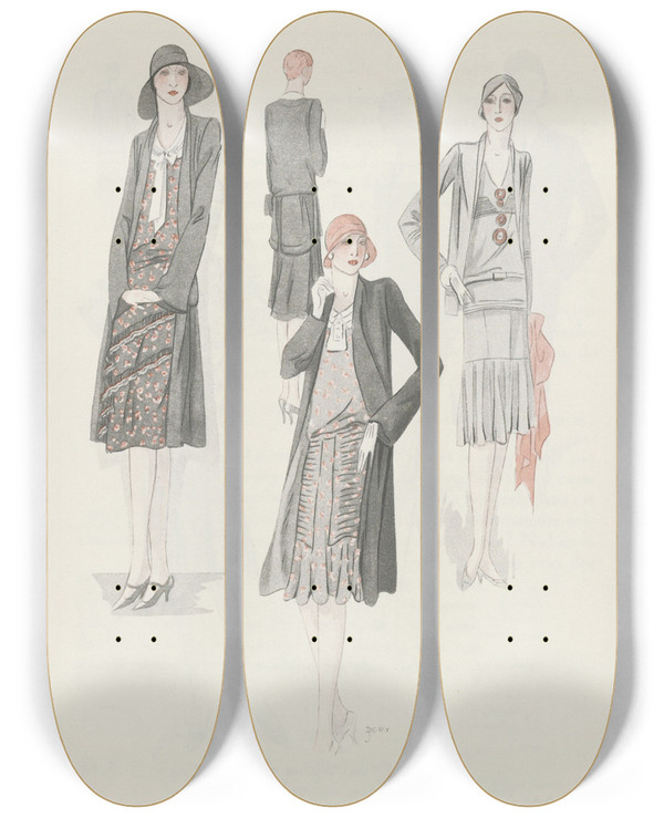 Triptych art skateboard deck of J Dory Art Got Beaut P9 by J Dory