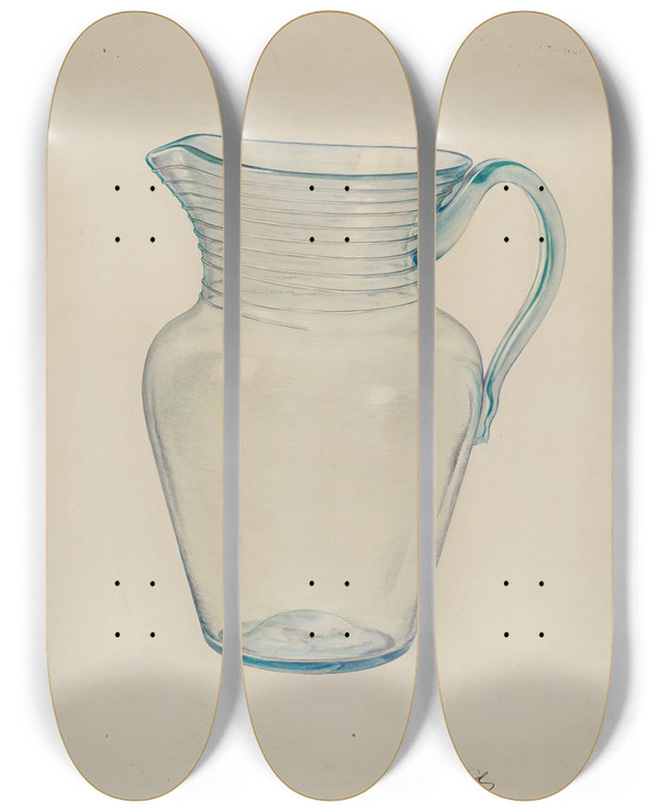 Triptych art skateboard deck of Paul Ward Glass Water Pitcher_1 by Paul Ward (20-)