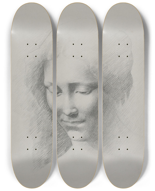 Triptych art skateboard deck of Gf Clement Kvindehoved_2 by G.F. Clement (1867-1933)