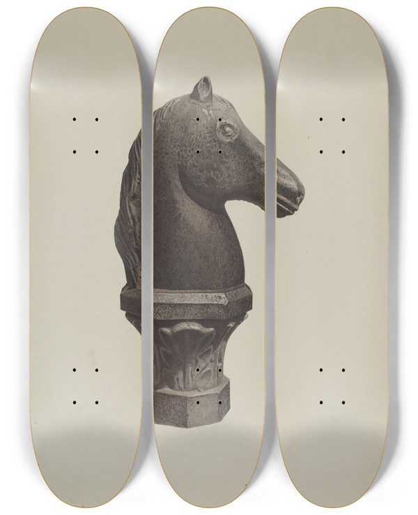Triptych art skateboard deck of Michael Riccitelli Hitching Post by Michael Riccitelli