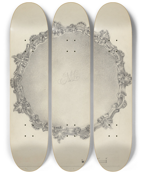 Triptych art skateboard deck of Vincent Carano Silver Salver_3 by Vincent Carano