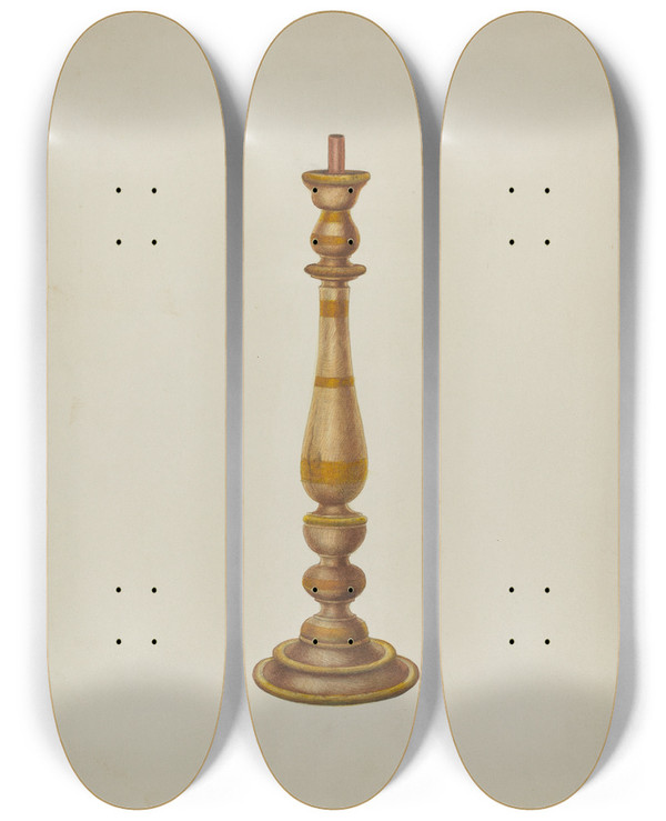 Triptych art skateboard deck of Cornelius Christoffels Candlestick_1 by Cornelius Christoffels (1879-1960)