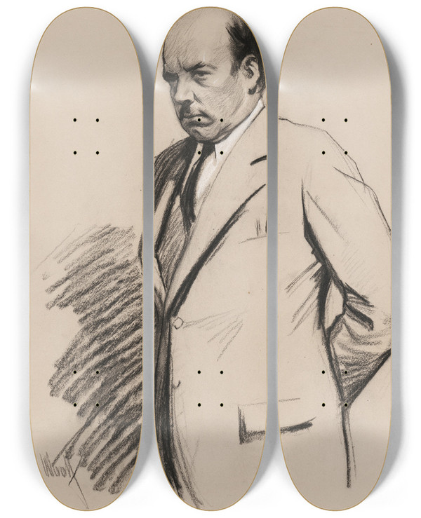 Triptych art skateboard deck of Samuel Johnson Woolf Igor Ivanovich Sikorsky by Samuel Johnson Woolf (1880-1948)