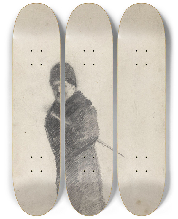 Triptych art skateboard deck of Christian Krohg Gerhard Munthe I Pels by Christian Krohg (1852-1925)