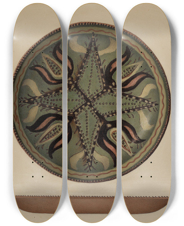 Triptych art skateboard deck of Aaron Fastovsky Pa German Dish by Aaron Fastovsky