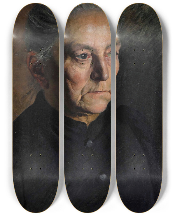 Triptych art skateboard deck of Giuseppe Barison Ritratto Di Signora by Giuseppe Barison (1853-1931)