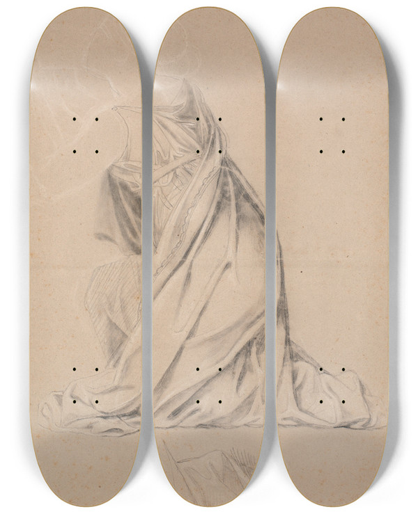 Triptych art skateboard deck of Nicolai Abildgaard Studie Til Den Knlende Figur Der Symboliserer Holsten P Christian Ibilledet Til Christiansborg by Nicolai Abildgaard (1743-1809)