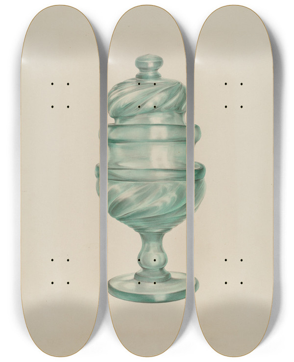 Triptych art skateboard deck of Elisabeth Fulda Sugar Bowl by Elisabeth Fulda