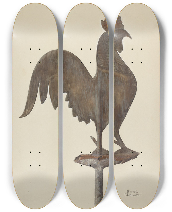 Triptych art skateboard deck of Beverly Chichester Weather Vane_2 by Beverly Chichester (20-)