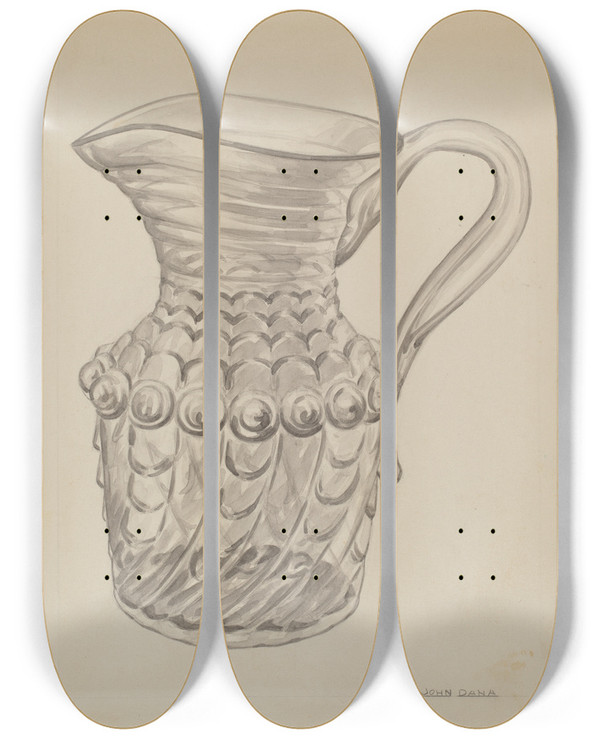 Triptych art skateboard deck of John Dana Pitcher_4 by John Dana (1935)