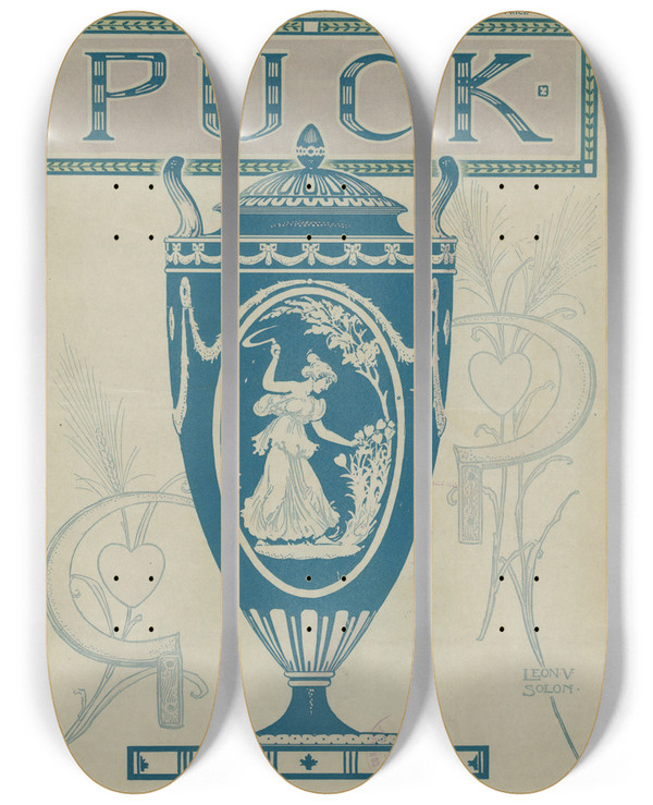Triptych art skateboard deck of Lonvictor Solon The Summer Harvest by Lon-Victor Solon (1872-1957)