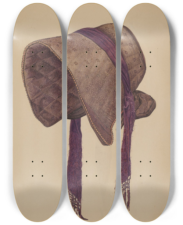 Triptych art skateboard deck of Charles Johnson Coal Scuttle Bonnet by Charles Johnson