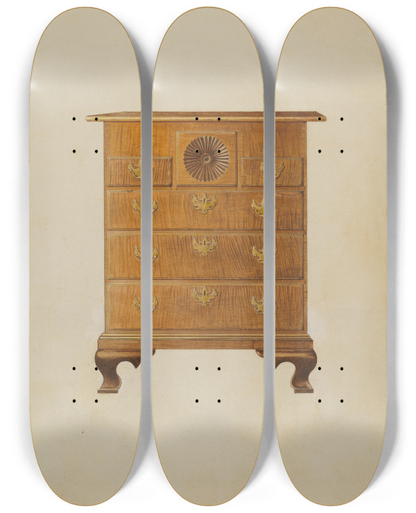 Triptych art skateboard deck of Henry Tomaszewski Lowboy by Henry Tomaszewski