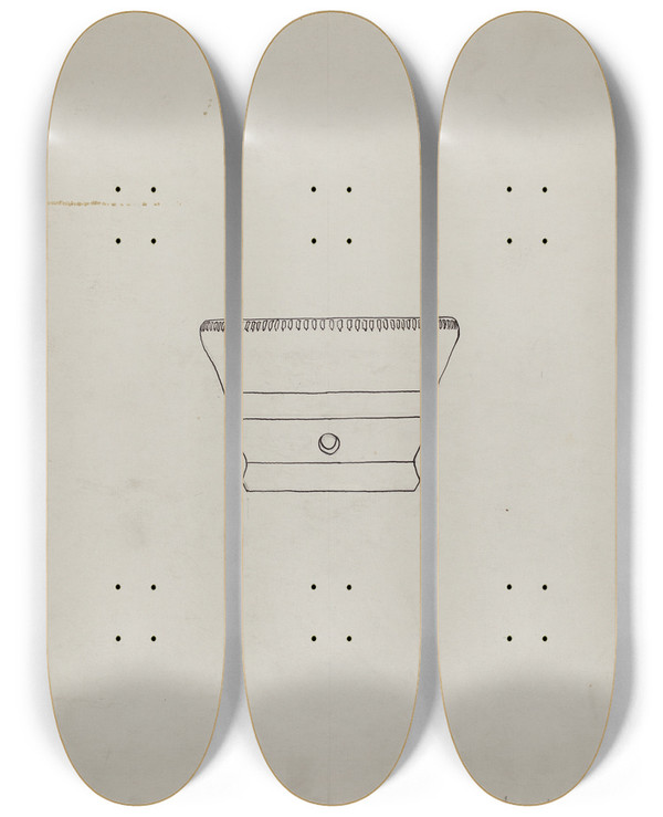 Triptych art skateboard deck of Anne Mentzoff Soap Dish by Anne Mentzoff
