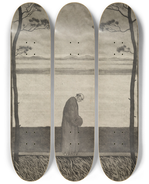 Triptych art skateboard deck of Arthur Paunzen Untitled_1 by Arthur Paunzen
