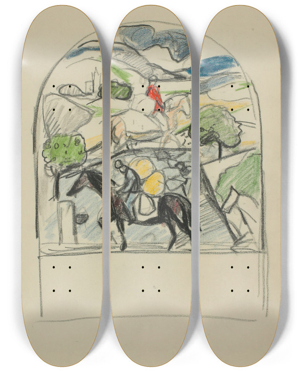 Triptych art skateboard deck of Edvard Munch Untitled 13 by Edvard Munch (1863-1944)