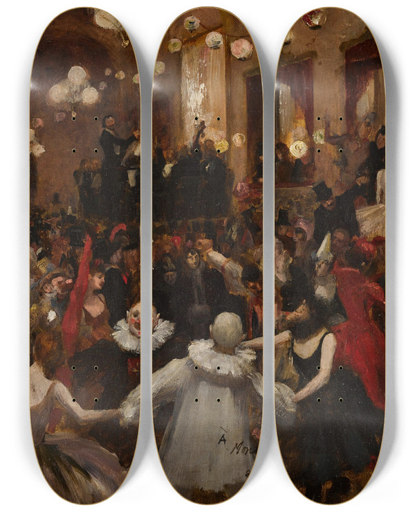 Triptych art skateboard deck of Rupert Bunny Bal Masque by Rupert Bunny (1864-1947)