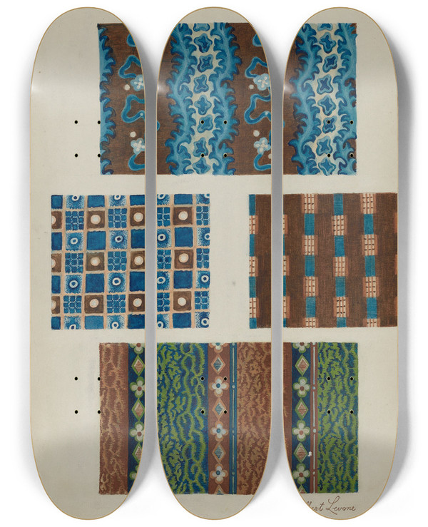 Triptych art skateboard deck of Albert Levone Cotton Prints_2 by Albert Levone (20-)
