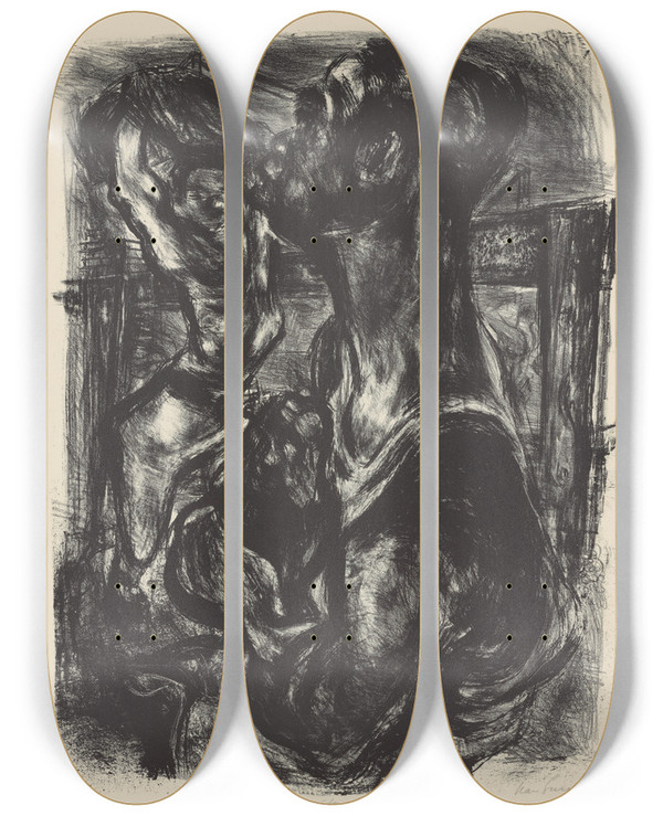 Triptych art skateboard deck of Nan Lurie Sand Yard by Nan Lurie (1910-1985)