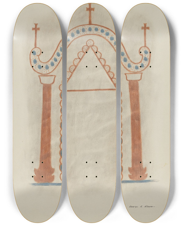 Triptych art skateboard deck of George E Rhone Wall Painting_1 by George E Rhone