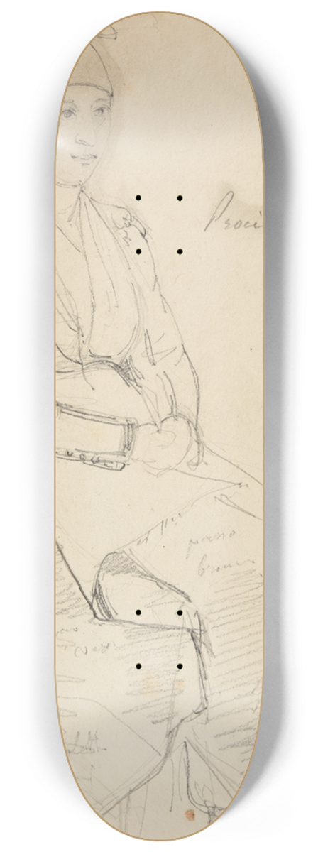 Jacques-Raymond Brascassat - tude de femme assise 8.25 inch art skate deck