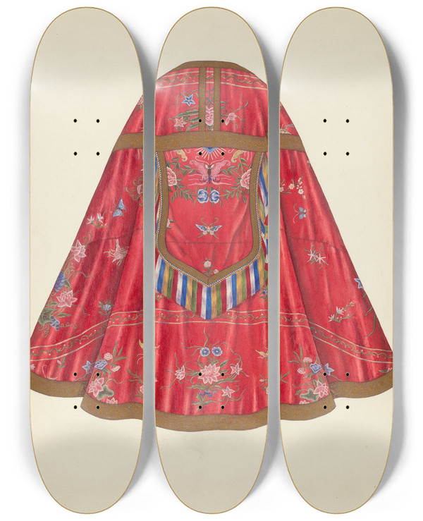 Triptych art skateboard deck of Syrena Swanson Ecclesiastical Vestment Back View by Syrena Swanson