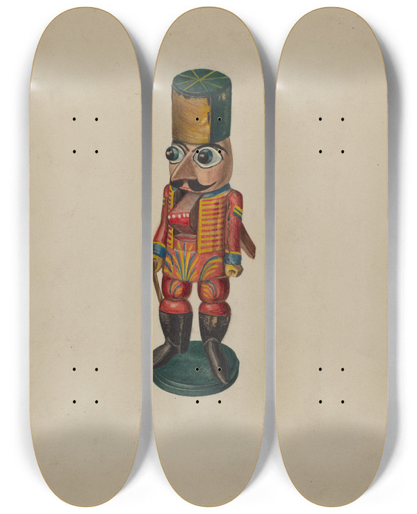 Triptych art skateboard deck of Virginia Richards Nutcracker by Virginia Richards