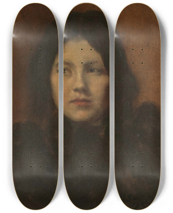 Triptych art skateboard deck of Eduardo Schiaffino Margot_2 by Eduardo Schiaffino (1858-1935)